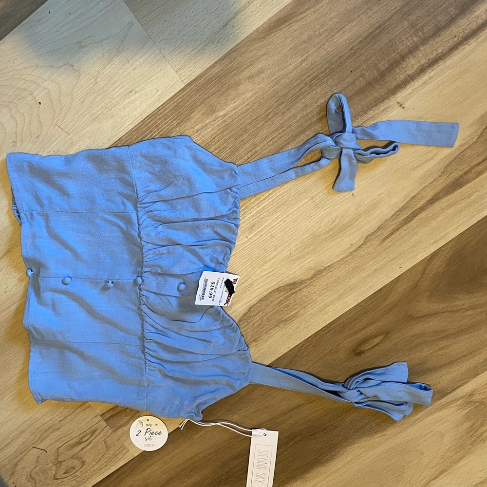Sienna Sky Blue Crop Top